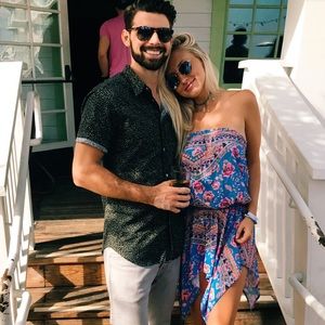 Blue life strapless dress